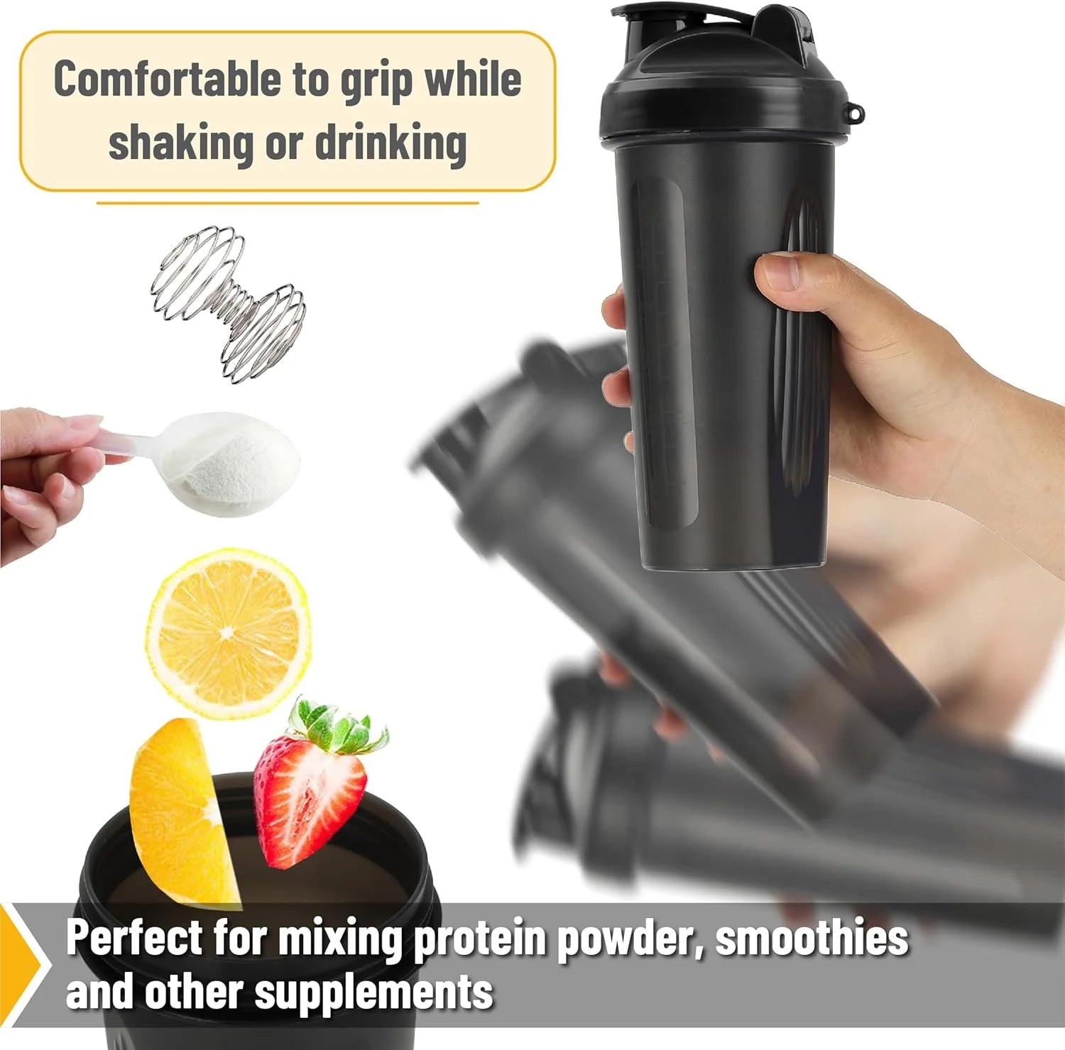 - Shaker Bottles for Protein Mixes, 20 Oz
