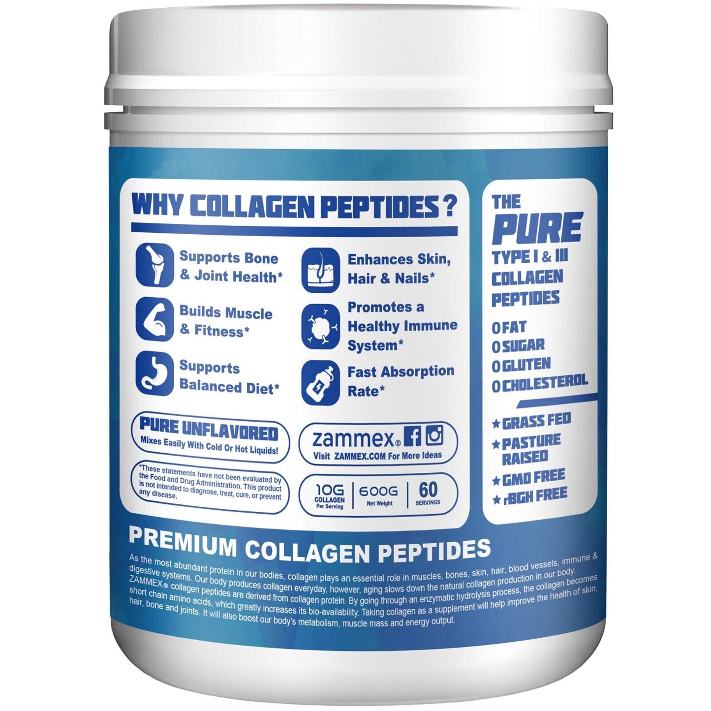 Collagen Peptides Powder Hydrolyzed Collagen Proteintypes 1& 3 Unflavored-1.3