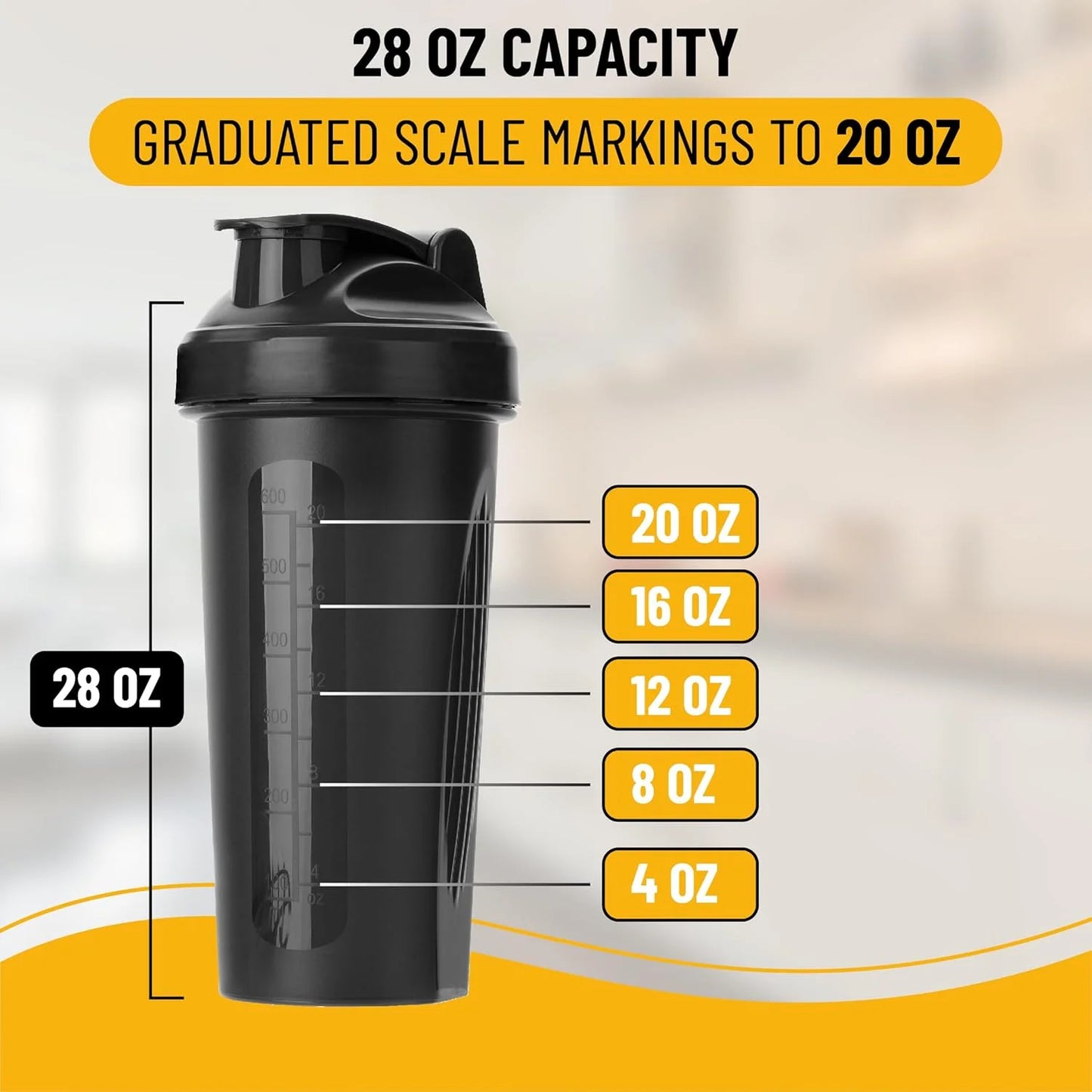 - Shaker Bottles for Protein Mixes, 20 Oz