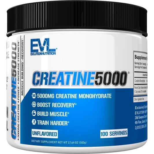 Creatine 5000 - Supports Faster Recovery, Lean Muscle Growth & Performance - Pre & Post Workout Powder - 5000Mg Pure Creatine Monohydrate per Serving - 100 Servings - Unflavored